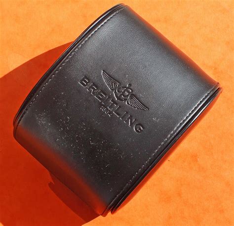 breitling black leather watch cases